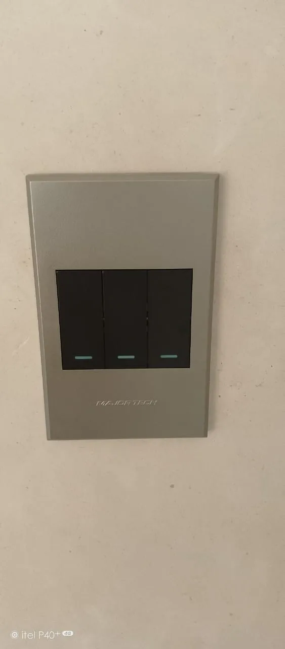 Majortech slim triple light switch installed flush in residential home by Danford Electrical, Gauteng