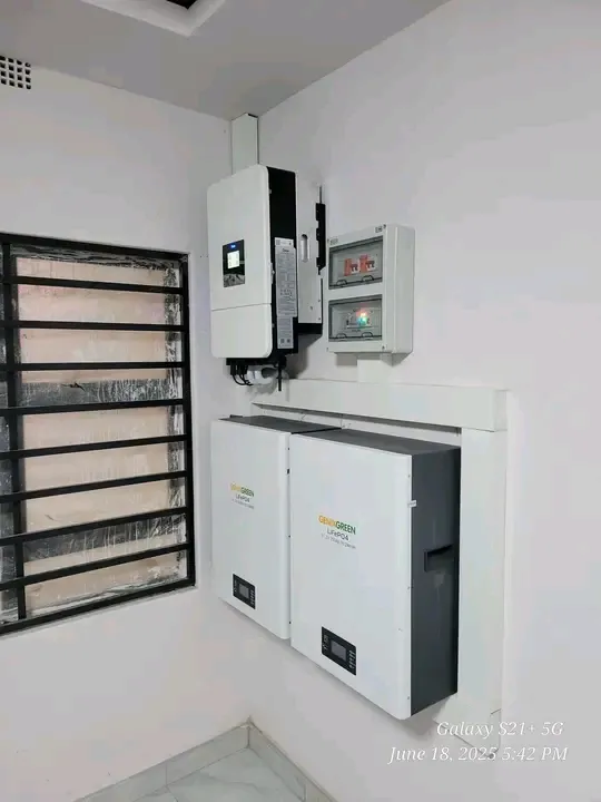 EnergyGreen hybrid inverter with dual LiFePO4 battery bank installed by Danford Electrical, Johannesburg